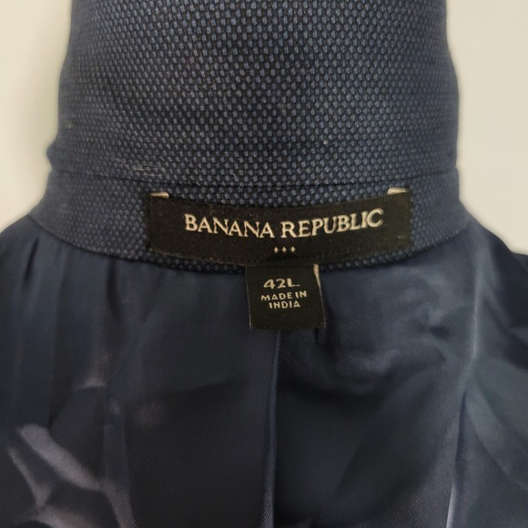 Banana Republic Men's Sport Coat Blazer Two Button Navy Birds Eye Poly Blend 42L - Picture 14 of 16